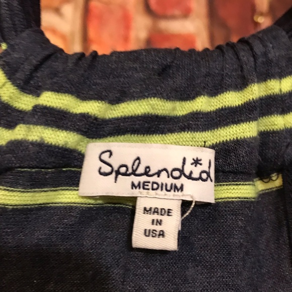 Splendid neon yellow / navy racerback tank top - Picture 3 of 5